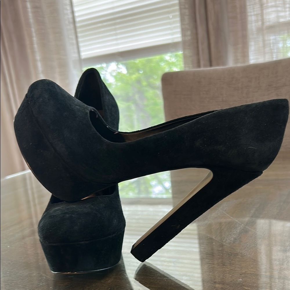 Elegant Black Suede Women's Heels
